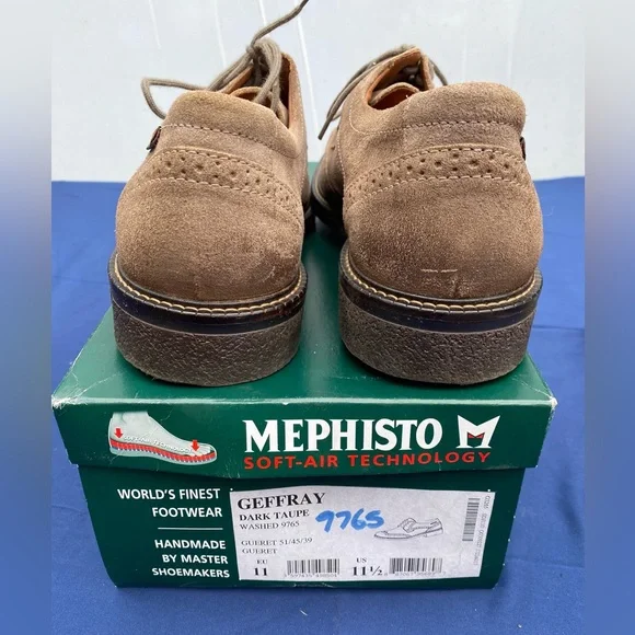 Mephisto Geffray Taupe Suede Wing Tip Suede Oxford